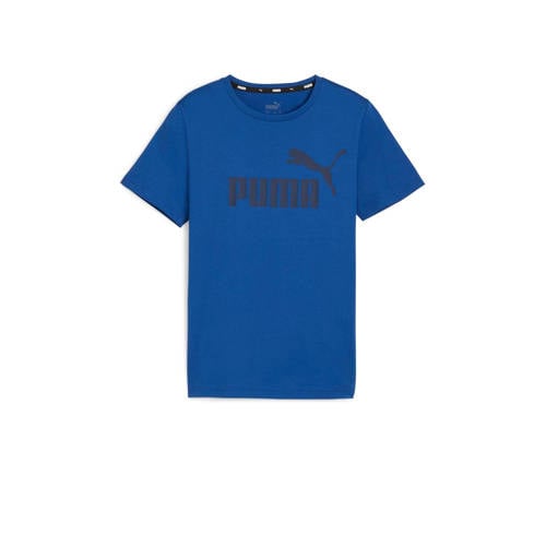 Puma T-shirt kobaltblauw/zwart Jongens Katoen Ronde hals Logo