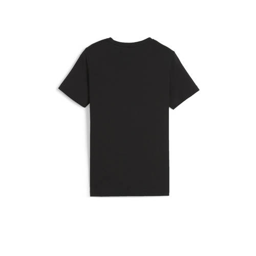 Puma T-shirt zwart geel Jongens Katoen Ronde hals Logo 110