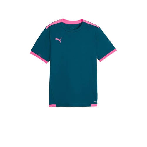 Puma junior voetbalshirt petrol/roze Sport t-shirt Blauw Jongens/Meisjes Polyester Ronde hals