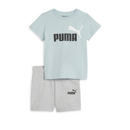 Puma T-shirt + short Minicats mintgroen/grijs Shirt + broek Jongens/Meisjes Katoen Ronde hals