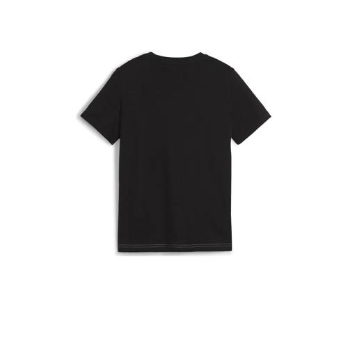 Puma T-shirt zwart wit Katoen Ronde hals Logo 128