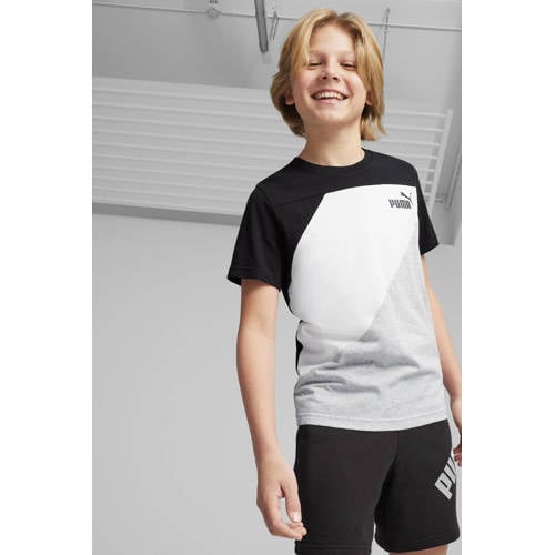 Puma T-shirt zwart wit Jongens Meisjes Katoen Ronde hals Logo 128