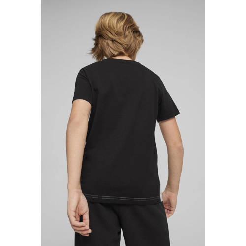 Puma T-shirt zwart wit Jongens Meisjes Katoen Ronde hals Logo 128