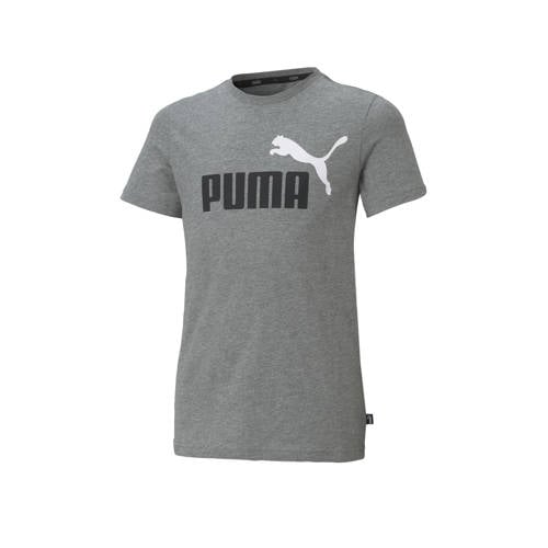 Puma T-shirt grijs melange Jongens Katoen Ronde hals Logo - 110