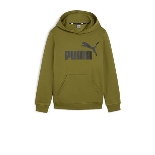 Puma hoodie olijfgroen/zwart Sweater Jongens Katoen Capuchon Logo - 110