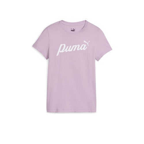 Puma T-shirt lila Paars Jongens/Meisjes Katoen Ronde hals Printopdruk