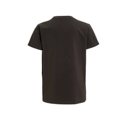 anytime T-shirt met tekstopdruk donkergrijs Jongens Katoen Ronde hals Tekst 98 104