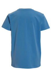 thumbnail: Blauwe jongens anytime T-shirt van katoen met tekst print, korte mouwen en ronde hals