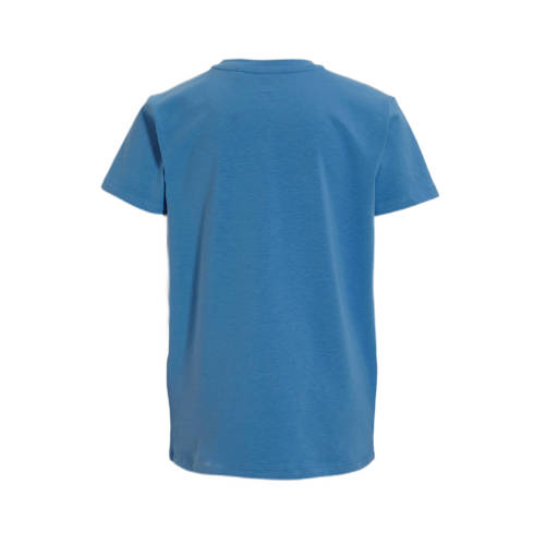 Anytime T-shirt met tekstopdruk blauw Jongens Katoen Ronde hals Tekst 110 116