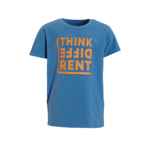 anytime T-shirt met tekstopdruk blauw Jongens Katoen Ronde hals Tekst