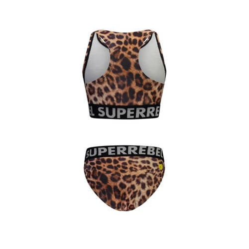 SuperRebel crop bikini Carmel bruin Meisjes Gerecycled polyester Panterprint 128