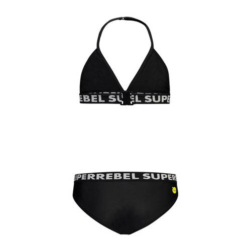 SuperRebel triangel bikini Isla zwart Meisjes Gerecycled polyester Effen 164