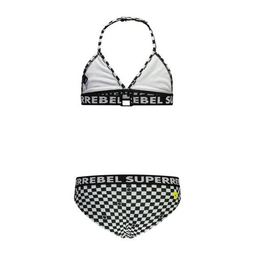 SuperRebel triangel bikini Isla zwart mintgroen Meisjes Gerecycled polyester 128