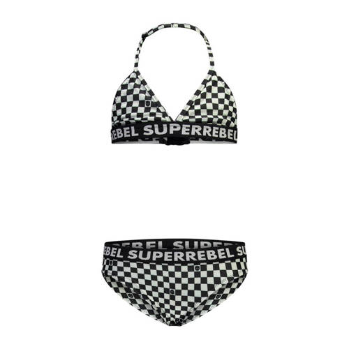 SuperRebel triangel bikini Isla zwart/mintgroen Meisjes Gerecycled polyester
