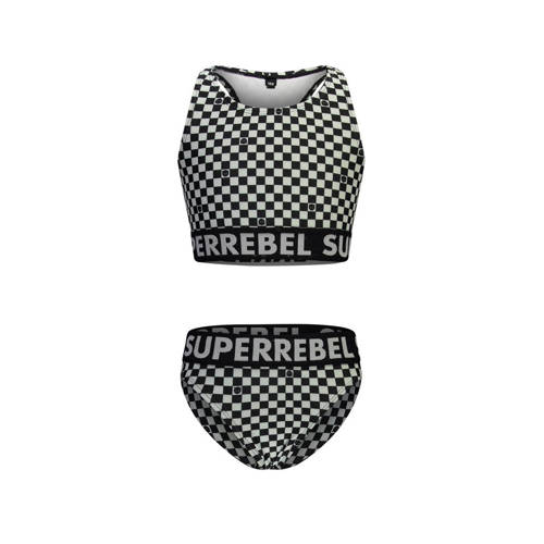 SuperRebel crop bikini Carmel zwart/mintgroen Meisjes Gerecycled polyester