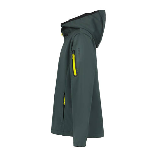icepeak softshell jack Kanorado grijsgroen geel Outdoor jas Jongens Polyester Capuchon 140