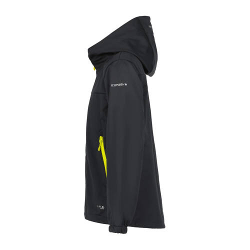 Icepeak softshell jack Kline antraciet geel Outdoor jas Grijs Jongens Polyester Capuchon 152