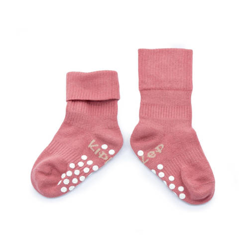 KipKep Blijf-Sokjes met anti-slip nopjes 18-24 mnd Dusty Clay Sokken Roze Katoen