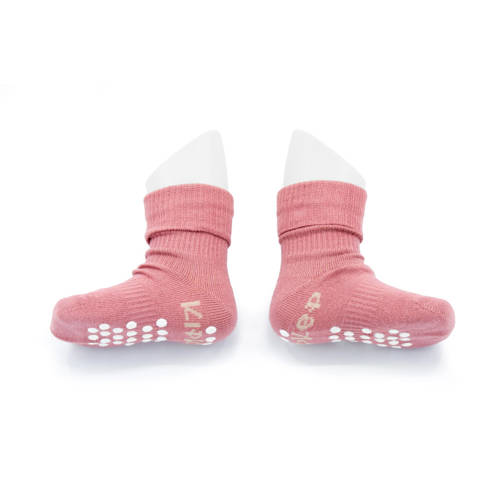 KipKep Blijf-Sokjes met anti-slip nopjes 18-24 mnd Dusty Clay Sokken Roze Jongens Meisjes Katoen