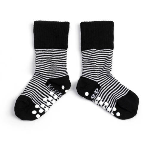 KipKep Blijf-Sokjes met anti-slip nopjes 18-24 mnd Black Stripes Sokken Zwart Jongens Meisjes Katoen