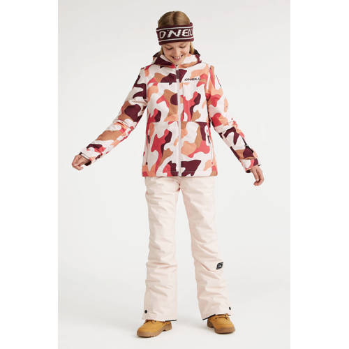 O'Neill ski-jack Lite Printed off white multi Skijack Ecru Meisjes Polyester Capuchon 116