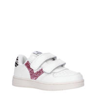 thumbnail: Wit en oudroze meisjes Victoria sneakers van imitatieleer met klittenband