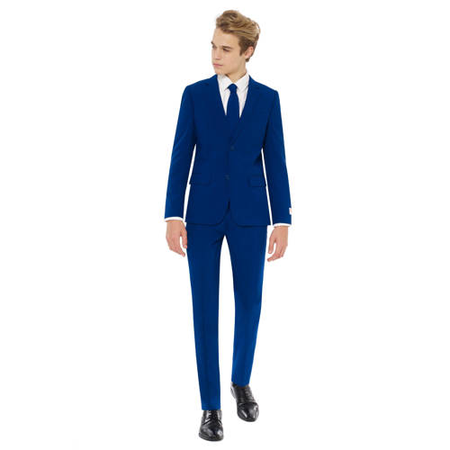 OppoSuits kostuum Navy Royale blauw Jongens Polyester Reverskraag Effen 146 152