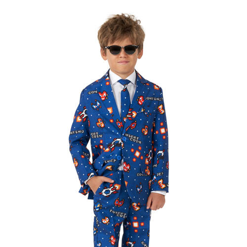 Suitmeister kostuum Retro Gamer blauw Jongens Polyester Reverskraag All over print 98 116