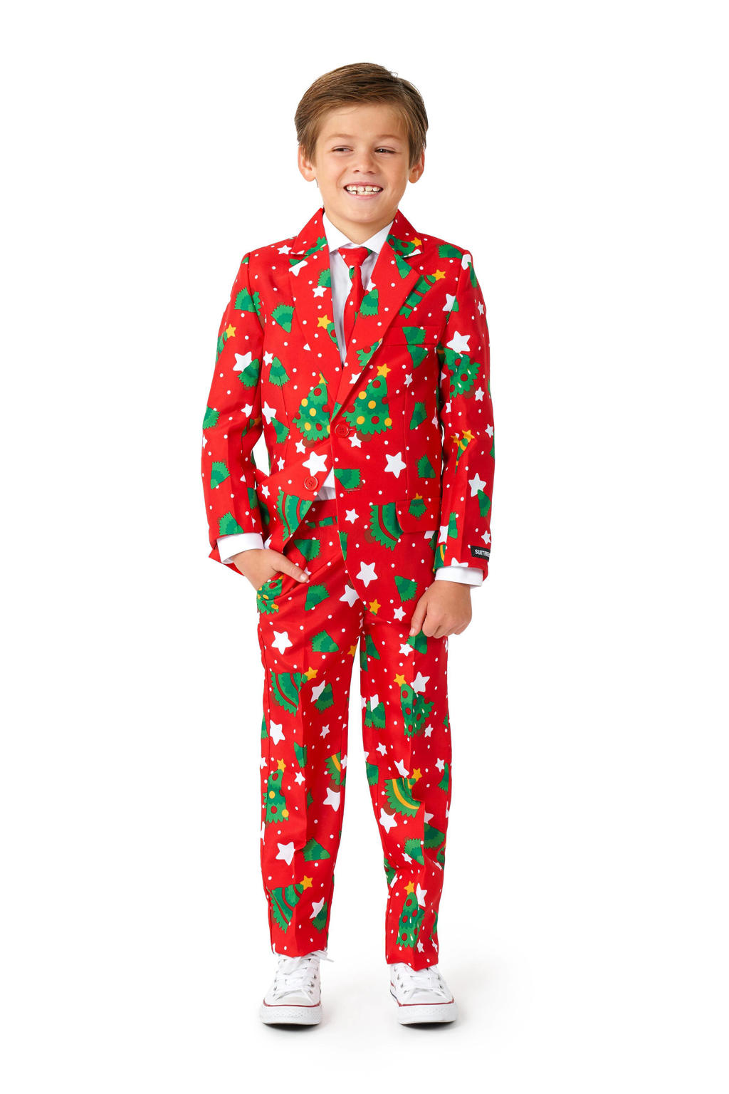 Suitmeister kostuum Christmas Trees Stars felrood