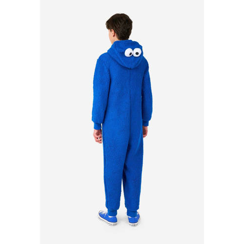 OppoSuits onesie Cookiemonster blauw Jongens Teddy Capuchon All over print 98 104