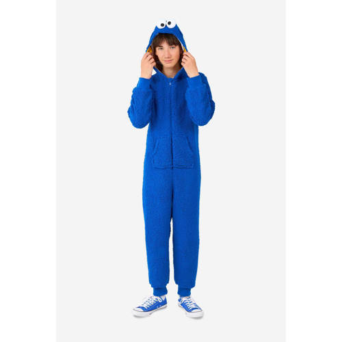OppoSuits onesie Cookiemonster blauw Jongens Teddy Capuchon All over print