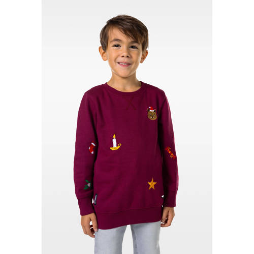 OppoSuits sweater X-Mas Icons met all over print bordeaux Rood All over print - maat 122/128 afbeelding