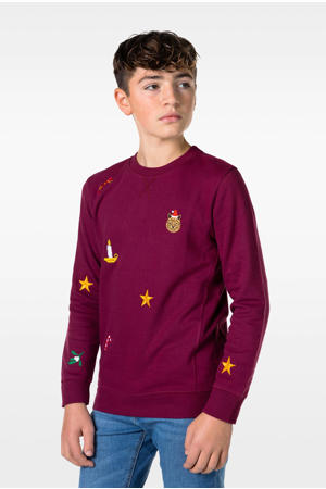 sweater X-Mas Icons met all over print bordeaux
