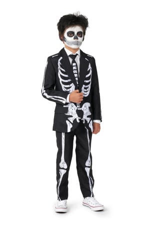 kostuum Skeleton Grunge zwart/wit