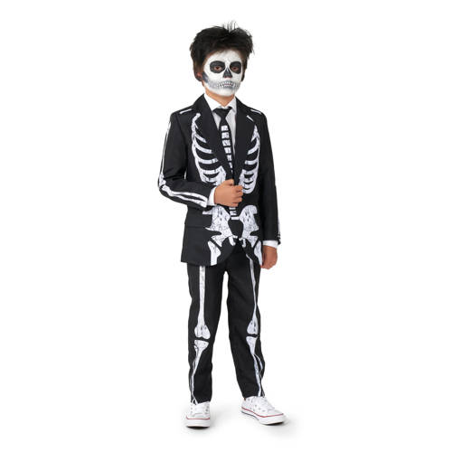 Suitmeister kostuum Skeleton Grunge zwart wit Jongens Polyester Reverskraag 98 116