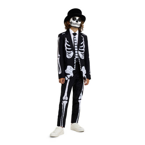 Suitmeister kostuum Skeleton Grunge zwart wit Jongens Polyester Reverskraag 122 140