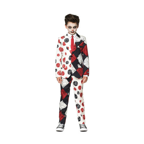 Suitmeister kostuum Halloween Clown Vintage wit/zwart/rood Jongens Polyester Reverskraag