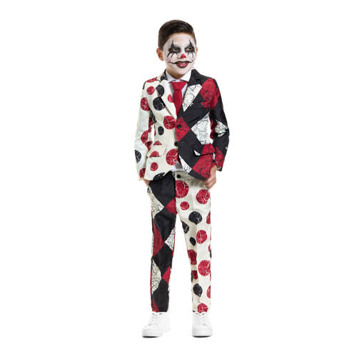 Suitmeister kostuum Halloween Clown Vintage wit zwart rood Jongens Polyester Reverskraag 122 140