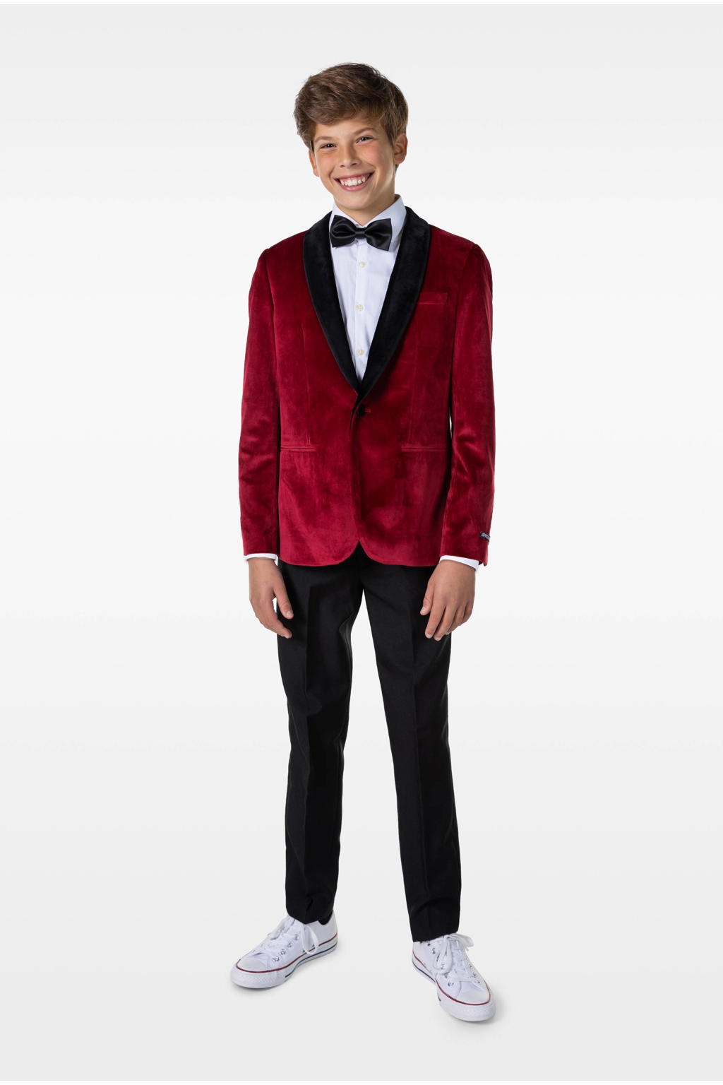 OppoSuits fluwelen colbert Dinner Jacket rood/zwart