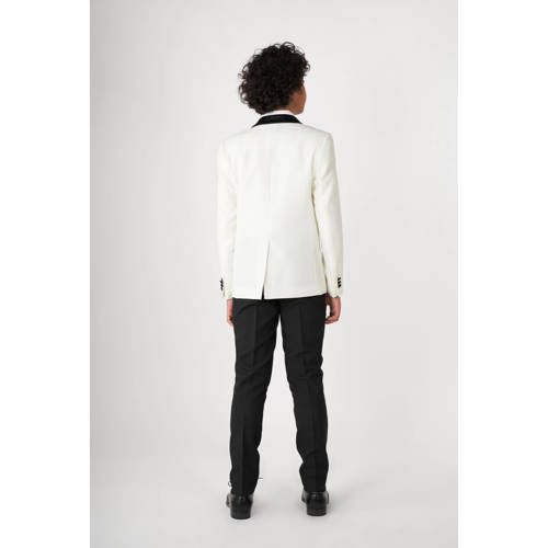 OppoSuits colbert Pearly White wit zwart Kostuum Jongens Polyester Reverskraag 98 104