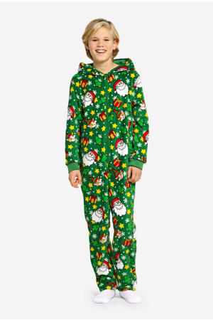 onesie Santa Elves met all over print groen