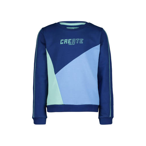 4PRESIDENT sweater Faber donkerblauw/mint/lichtblauw Jongens Stretchkatoen Ronde hals - 104