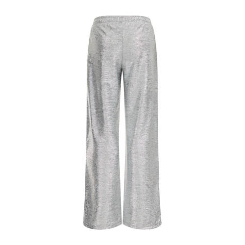 WE Fashion wide leg broek Milana zilver Meisjes Polyester 116