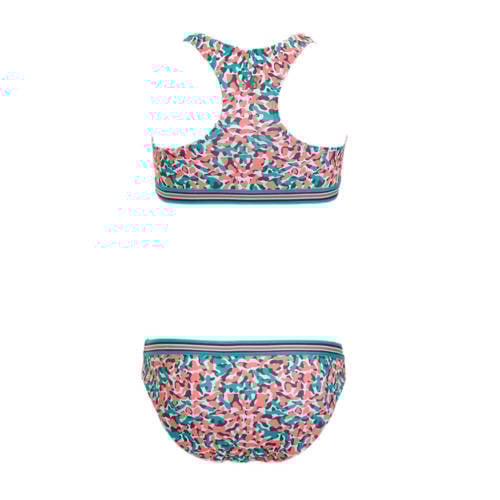 Me & My Monkey crop bikini Pelia roze lichtblauw Meisjes Polyester All over print 116