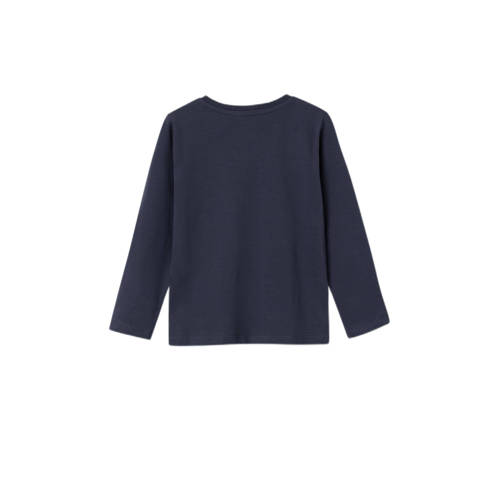 Name it MINI longsleeve NMMRUNE met printopdruk donkerblauw Jongens Stretchkatoen (duurzaam) Ronde hals 104