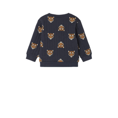 Name it MINI sweater NMMSANDERS met all over print donkerblauw beige All over print 104