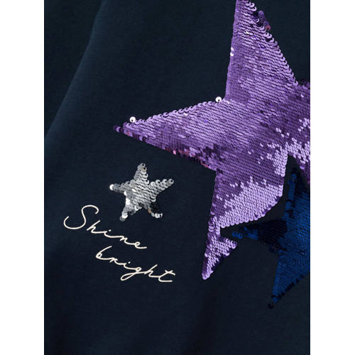 name it KIDS hoodie NKFRIDA met printopdruk en pailletten donkerblauw Sweater 116