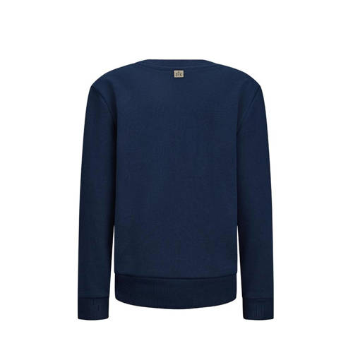 Retour Denim sweater Piero met printopdruk donkerblauw beige Printopdruk 104