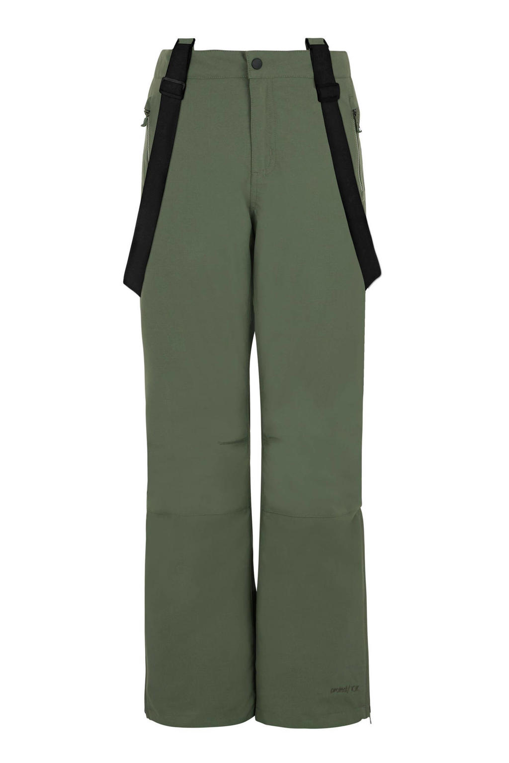 Olijfgroene meisjes Protest skibroek Sunny jr met slim fit, rits- en drukknoopsluiting en effen