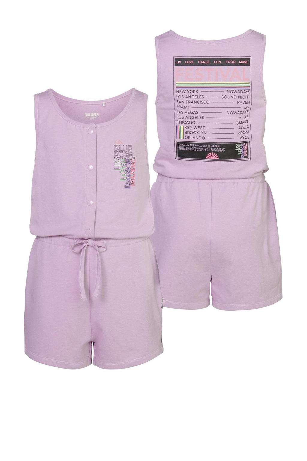 Blue Rebel jumpsuit Isadora met printopdruk paars